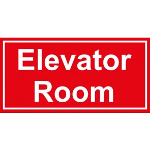 Tür-Schild Elevator Room | rot · weiss · selbstklebend