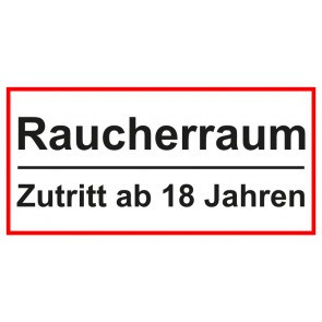 Tür-Schild Raucherraum · Zutritt ab 18 Jahren | weiss · rot · MAGNETSCHILD