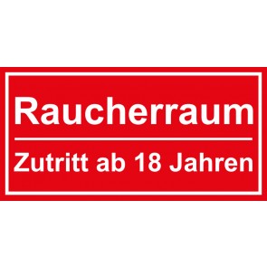Tür-Schild Raucherraum · Zutritt ab 18 Jahren | rot · weiss · MAGNETSCHILD