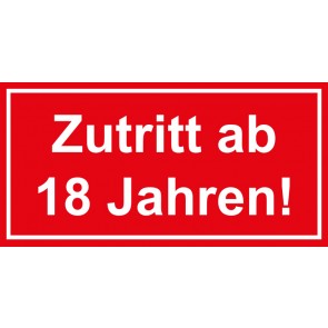 Tür-Schild Zutritt ab 18 Jahren | rot · weiss