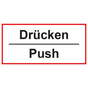 Tür-Schild Drücken Push | weiss · rot · selbstklebend