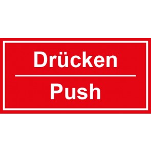 Tür-Schild Drücken Push | rot · weiss