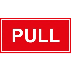 Tür-Schild PULL | rot · weiss · selbstklebend