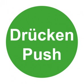 Tür-Schild grün · Drücken / Push · selbstklebend