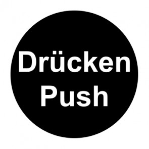 Tür-Schild schwarz · Drücken / Push · selbstklebend