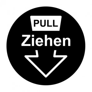 Tür-Schild schwarz · Ziehen / Pull mit Pfeil