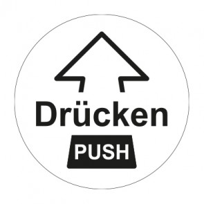 Tür-Schild weiß · Drücken / Push mit Pfeil · MAGNETSCHILD