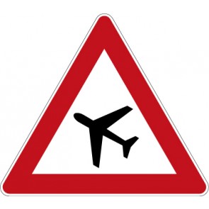 Verkehrsschild · Verkehrszeichen Gefahrzeichen Flugbetrieb, Aufstellung rechts · Zeichen 101-10 