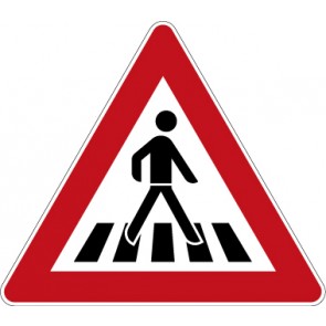 Aufkleber Gefahrzeichen Fußgängerüberweg, Aufstellung links · Zeichen 101-21 | stark haftend - Verkehrszeichen STVO
