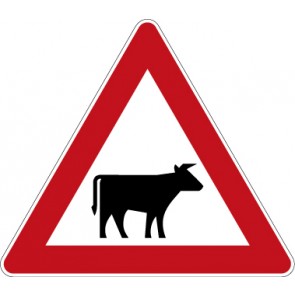 Schild Gefahrzeichen Viehtrieb, Aufstellung links · Zeichen 101-22 