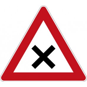 Verkehrzeichen Gefahrzeichen Kreuzung oder Einmündung mit Vorfahrt von rechts · Zeichen 102  · MAGNETSCHILD