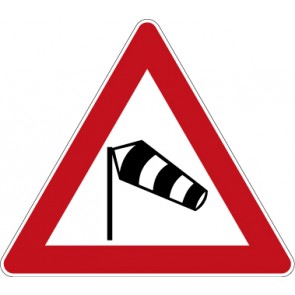 Verkehrsschild · Verkehrszeichen Gefahrzeichen Seitenwind von links · Zeichen 117-20 