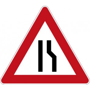 Aufkleber Gefahrzeichen  Einseitig (rechts) Verengte Fahrbahn · Zeichen 121-10 