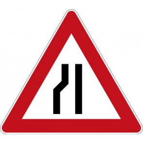 Aufkleber Gefahrzeichen  Einseitig (links) Verengte Fahrbahn · Zeichen 121-20 