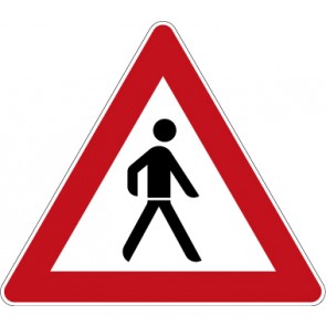 Aufkleber Gefahrzeichen  Fußgänger, Aufstellung links · Zeichen 133-20 