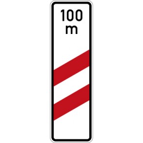 Verkehrzeichen Gefahrzeichen Zweistreifige Bake mit Entfernungsangabe (Aufstellung rechts) · Zeichen 159-11  · MAGNETSCHILD