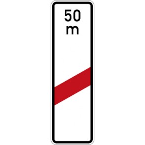 Verkehrsschild · Verkehrszeichen Gefahrzeichen Einstreifige Bake mit Entfernungsangabe (Aufstellung rechts) · Zeichen 162-11 