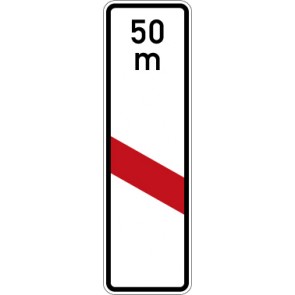 Schild Gefahrzeichen Einstreifige Bake mit Entfernungsangabe (Aufstellung links) · Zeichen 162-21 