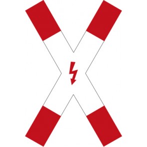 Aufkleber Vorschriftzeichen Andreaskreuz (stehend) mit Blitzpfeil · Zeichen 201-51 | stark haftend - Verkehrszeichen STVO