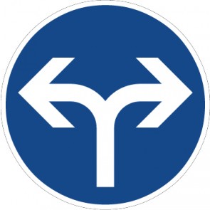Aufkleber Vorschriftzeichen  Vorgeschriebene Fahrtrichtung, rechts oder links · Zeichen 214-30 