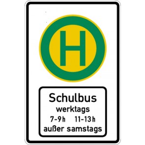 Verkehrsschild · Verkehrszeichen Vorschriftzeichen Schulbushaltestelle (mit Zusatzzeichen 1042-36) · Zeichen 224-51 