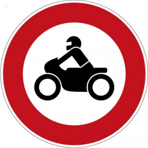 Aufkleber Vorschriftzeichen  Verbot für Krafträder, auch mit Beiwagen, Kleinkrafträder und Mofas · Zeichen 255 
