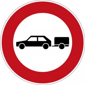 Aufkleber Vorschriftzeichen Verbot für Personenkraftwagen mit Anhänger · Zeichen 257-56 | stark haftend - Verkehrszeichen STVO