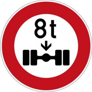 Verkehrzeichen Vorschriftzeichen Verbot für Fahrzeuge über angegebene tatsächliche Achslast · Zeichen 263-8  · MAGNETSCHILD