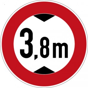 Verkehrsschild · Verkehrszeichen Vorschriftzeichen Verbot für Fahrzeuge über angegebene tatsächliche Höhe · Zeichen 265-3,8 