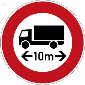 Verkehrsschild · Verkehrszeichen Vorschriftzeichen Verbot für Fahrzeuge über angegebene tatsächliche Länge · Zeichen 266-10 
