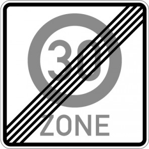 Verkehrsschild · Verkehrszeichen Vorschriftzeichen Ende einer Tempo 30-Zone (einseitig) · Zeichen 274.2 