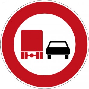 Verkehrzeichen Vorschriftzeichen Überholverbot für Kraftfahrzeuge mit einem zulässigen Gesamtgewicht über 2,8 t, einschließlich ihrer Anhänger · Zeichen 277  · MAGNETSCHILD