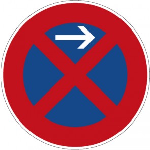 Schild Vorschriftzeichen Absolutes Halteverbot (Anfang), Aufstellung links · Zeichen 283-21 