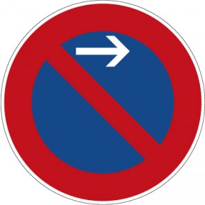 Schild Vorschriftzeichen Eingeschränktes Halteverbot (Anfang), Aufstellung links · Zeichen 286-21 