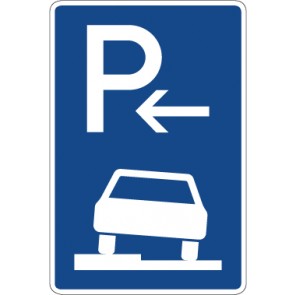 Schild Richtzeichen Parken auf Gehwegen halb in Fahrtrichtung links, Ende · Zeichen 315-52 