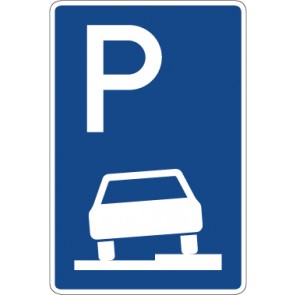Verkehrsschild · Verkehrszeichen Richtzeichen Parken halb auf Gehwegen in Fahrtrichtung rechts · Zeichen 315-55 
