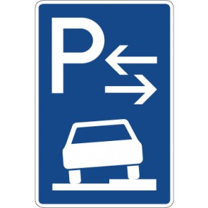 Aufkleber Richtzeichen  Parken halb auf Gehwegen in Fahrtrichtung rechts (Mitte) · Zeichen 315-58 