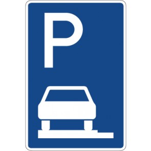 Schild Richtzeichen Parken ganz auf Gehwegen in Fahrtrichtung links · Zeichen 315-60 