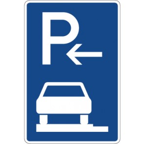 Schild Richtzeichen Parken auf Gehwegen ganz in Fahrtrichtung links, Ende · Zeichen 315-62 