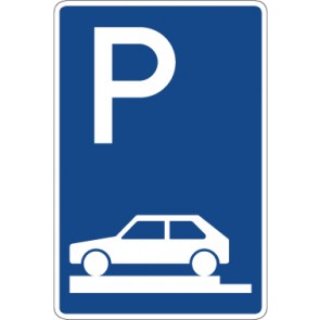 Aufkleber Richtzeichen  Parken ganz auf Gehwegen quer zur Fahrtrichtung links · Zeichen 315-80 