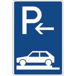Aufkleber Richtzeichen Parken ganz auf Gehwegen quer zur Fahrtrichtung links (Ende) · Zeichen 315-82 | stark haftend