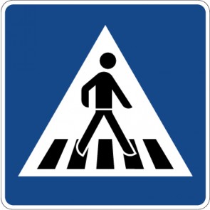 Aufkleber Richtzeichen  Fußgängerüberweg (Linksaufstellung)) einseitig · Zeichen 350-20 