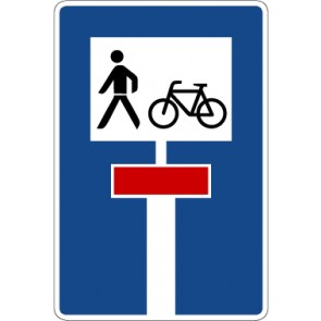 Aufkleber Richtzeichen Durchlässige Sackgasse für Fußgänger und Radverkehr · Zeichen 357-50 | stark haftend - Verkehrszeichen STVO