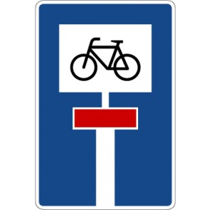 Schild Richtzeichen Sackgasse; für Radverkehr durchlässige Sackgasse · Zeichen 357-52 