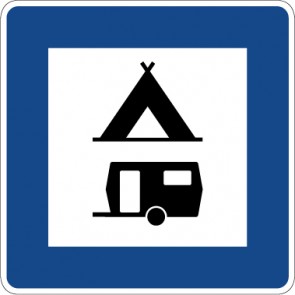 Aufkleber Richtzeichen  Zelt- und Wohnwagenplatz · Zeichen 365-60 