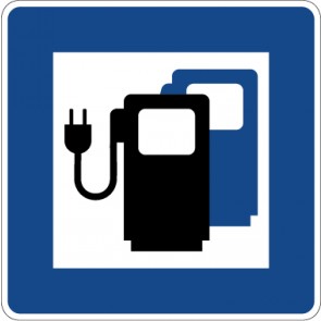 Aufkleber Richtzeichen  Ladestation für Elektrofahrzeuge · Zeichen 365-65 