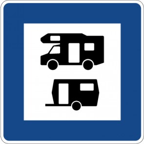Aufkleber Richtzeichen Wohnmobil- und Wohnwagenplatz · Zeichen 365-68 | stark haftend - Verkehrszeichen STVO