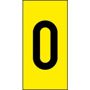 Schild Einzelziffer 0 | schwarz · gelb selbstklebend