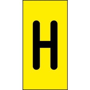 Aufkleber Einzelbuchstabe H | schwarz · gelb | stark haftend
