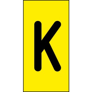 Schild Einzelbuchstabe K | schwarz · gelb selbstklebend